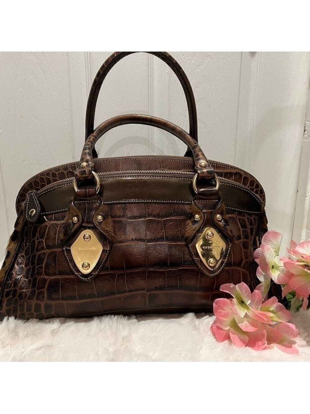 CROMIA ITALIAN LEATHER HANDBAG PURSE
